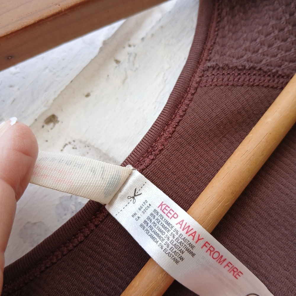 FP Movement by Free People Chocolate Brown Long Sleeve Waffle Henley - Picture 7 of 8